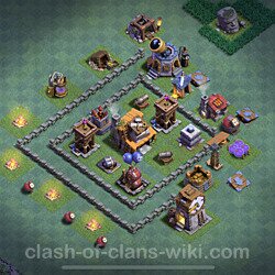 Best Builder Hall Level 4 Anti 3 Stars Base with Link - Copy Design - BH4, #55