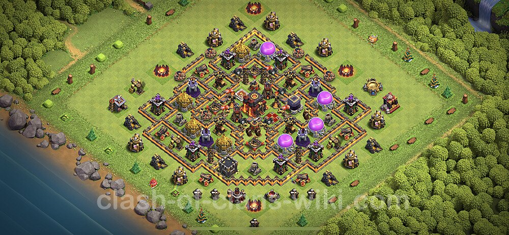 Base plan TH10 (design / layout) with Link, Anti Everything, Hybrid for Farming 2023, #1109