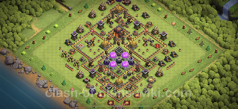 Base plan TH10 Max Levels with Link, Anti Air / Dragon for Farming 2023, #1110