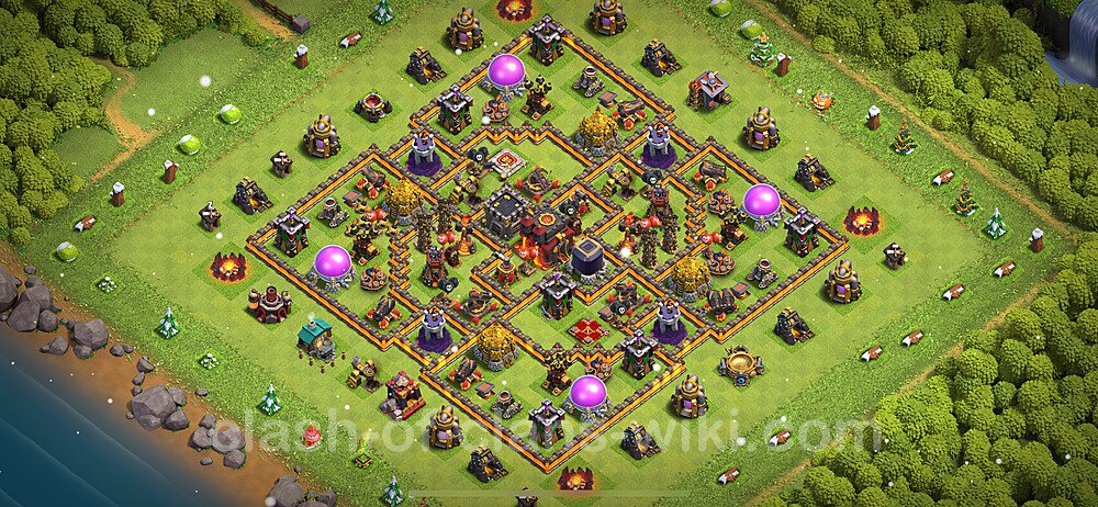 Base plan TH10 Max Levels with Link, Anti 2 Stars for Farming 2024, #1374
