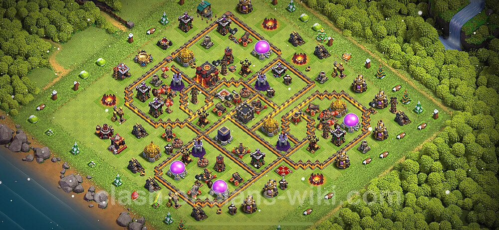 Base plan TH10 (design / layout) with Link, Anti 3 Stars, Anti Everything for Farming 2024, #1439