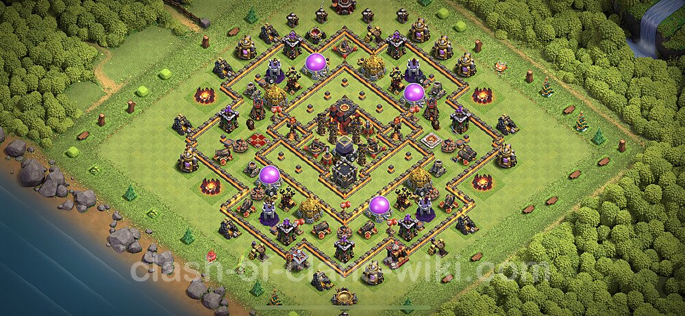 Base plan TH10 (design / layout) with Link, Anti Everything, Hybrid for Farming 2023, #75