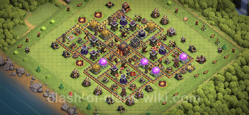 Base plan TH10 (design / layout) with Link, Anti 3 Stars, Hybrid for Farming 2023, #888