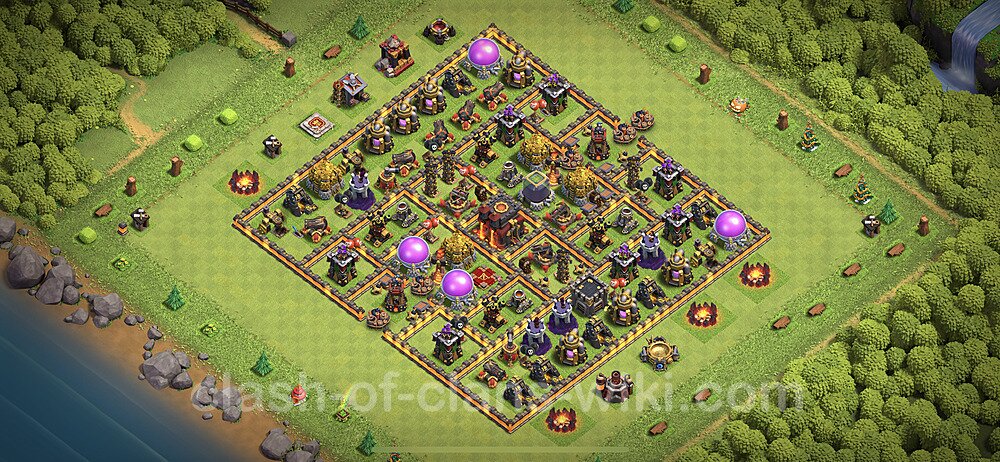 Base plan TH10 (design / layout) with Link, Anti Everything, Hybrid for Farming 2023, #912