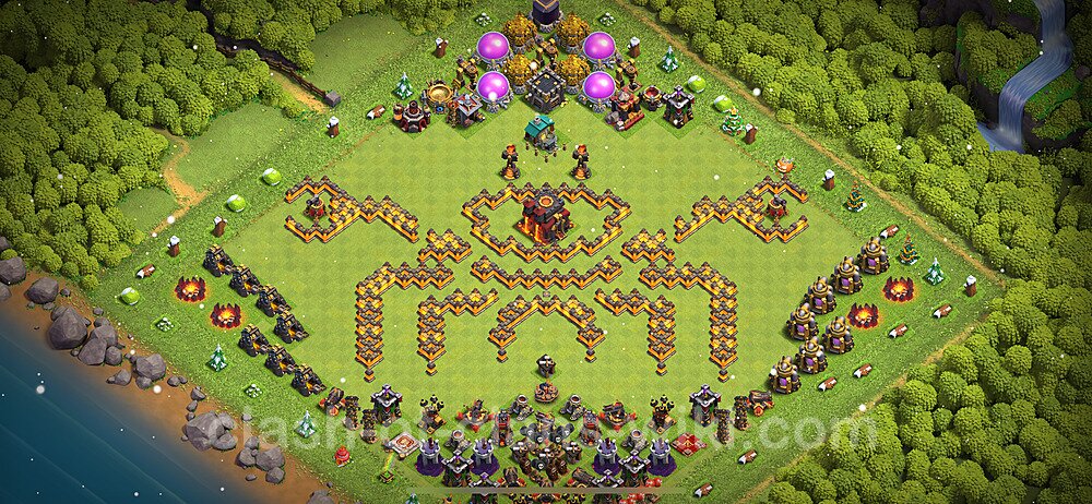 TH10 Troll Base Plan with Link, Copy Town Hall 10 Funny Art Layout 2024, #1189