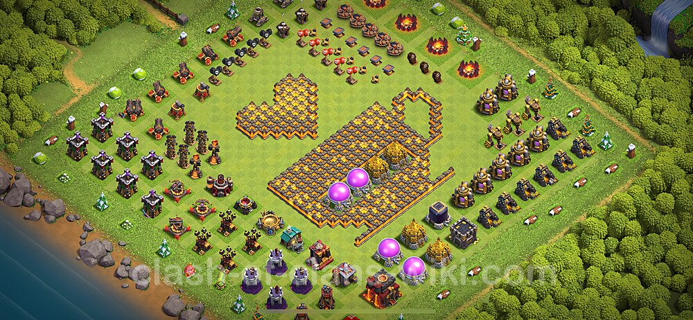 TH10 Troll Base Plan with Link, Copy Town Hall 10 Funny Art Layout 2024, #1738