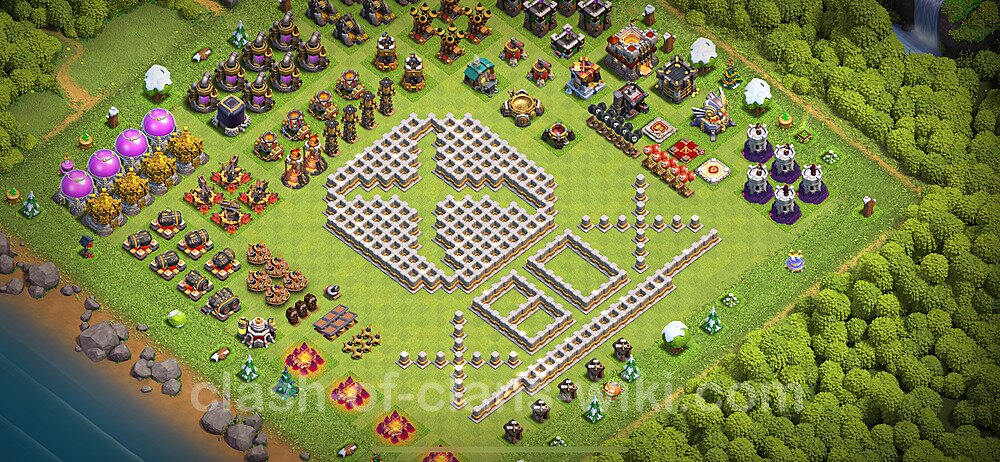 TH11 Troll Base Plan with Link, Copy Town Hall 11 Funny Art Layout 2024, #1707