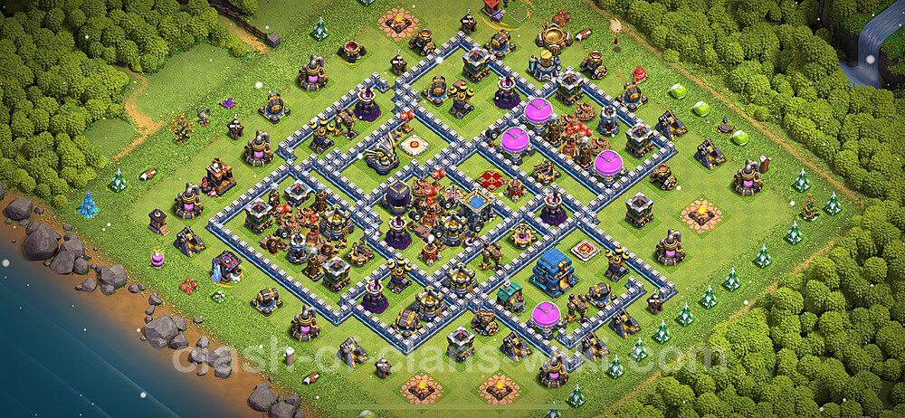 Base plan TH12 (design / layout) with Link, Anti 3 Stars, Anti Everything for Farming 2024, #1366