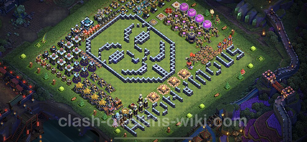 TH13 Troll Base Plan with Link, Copy Town Hall 13 Funny Art Layout 2023, #47