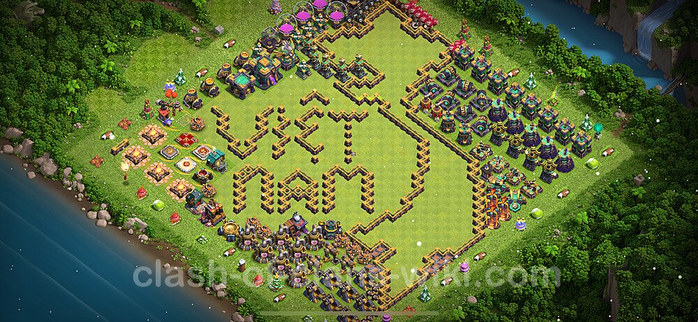 TH14 Troll Base Plan with Link, Copy Town Hall 14 Funny Art Layout 2024, #1121