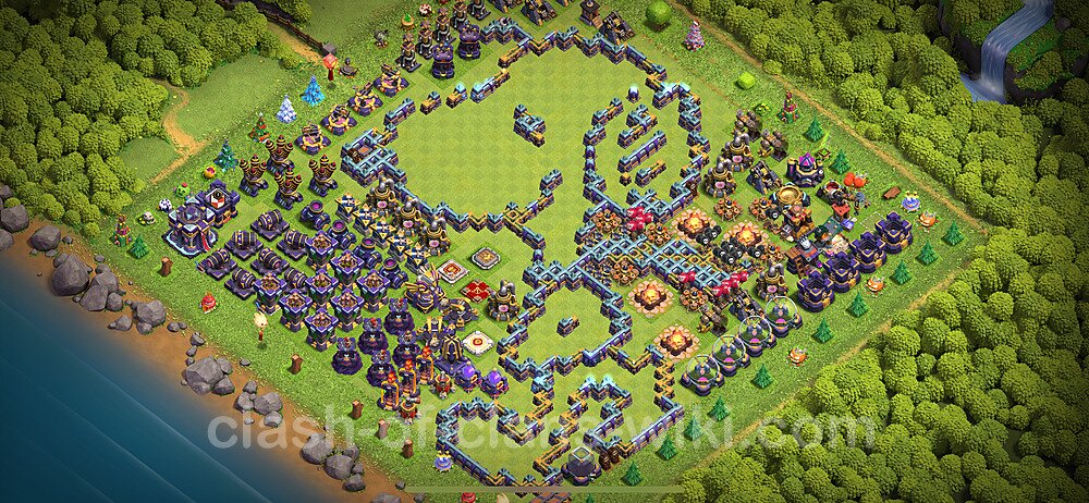 TH15 Troll Base Plan with Link, Copy Town Hall 15 Funny Art Layout 2024, #1462