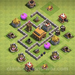 Base plan (layout), Town Hall Level 3 for trophies (defense) (#139)