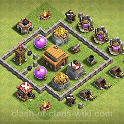 Base plan (layout), Town Hall Level 3 for trophies (defense) (#141)