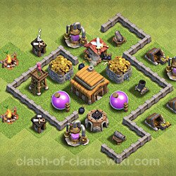 Base plan (layout), Town Hall Level 3 for trophies (defense) (#144)