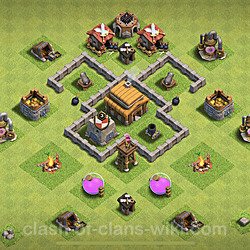 Base plan (layout), Town Hall Level 3 for trophies (defense) (#43)