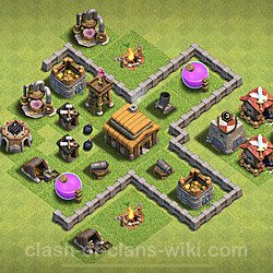 Base plan (layout), Town Hall Level 3 for trophies (defense) (#44)