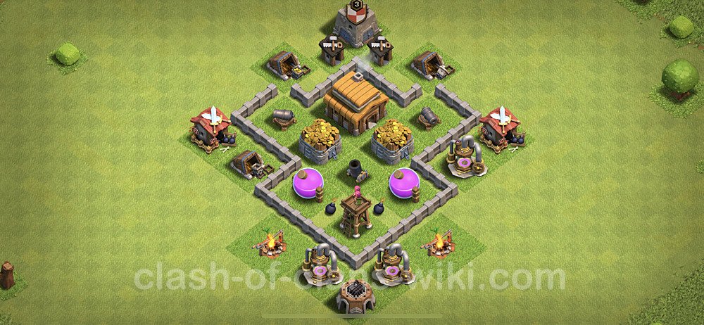 Full Upgrade TH3 Base Plan, Hybrid, Anti Everything, Town Hall 3 Max Levels Design, #140