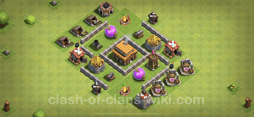 Full Upgrade TH3 Base Plan, Hybrid, Town Hall 3 Max Levels Design, #49