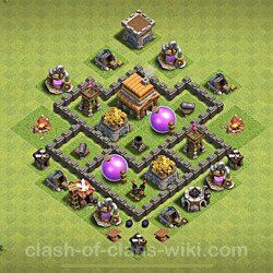 Base plan (layout), Town Hall Level 4 for trophies (defense) (#54)