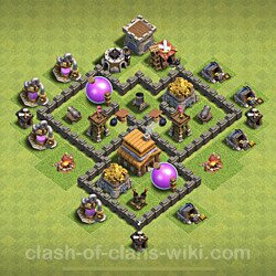 Base plan (layout), Town Hall Level 4 for trophies (defense) (#55)