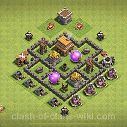 Base plan (layout), Town Hall Level 4 for trophies (defense) (#56)
