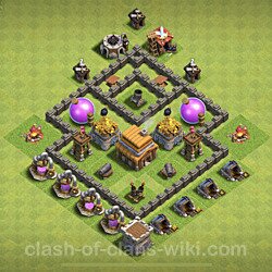 Base plan (layout), Town Hall Level 4 for trophies (defense) (#58)