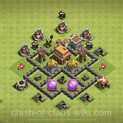 Base plan (layout), Town Hall Level 4 for trophies (defense) (#59)