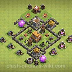 Base plan (layout), Town Hall Level 4 for trophies (defense) (#61)