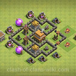 Base plan (layout), Town Hall Level 4 for trophies (defense) (#62)