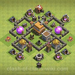 Base plan (layout), Town Hall Level 4 for trophies (defense) (#63)