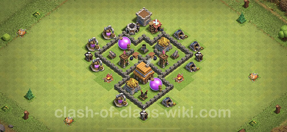 Full Upgrade TH4 Base Plan with Link, Hybrid, Copy Town Hall 4 Max Levels Design, #55