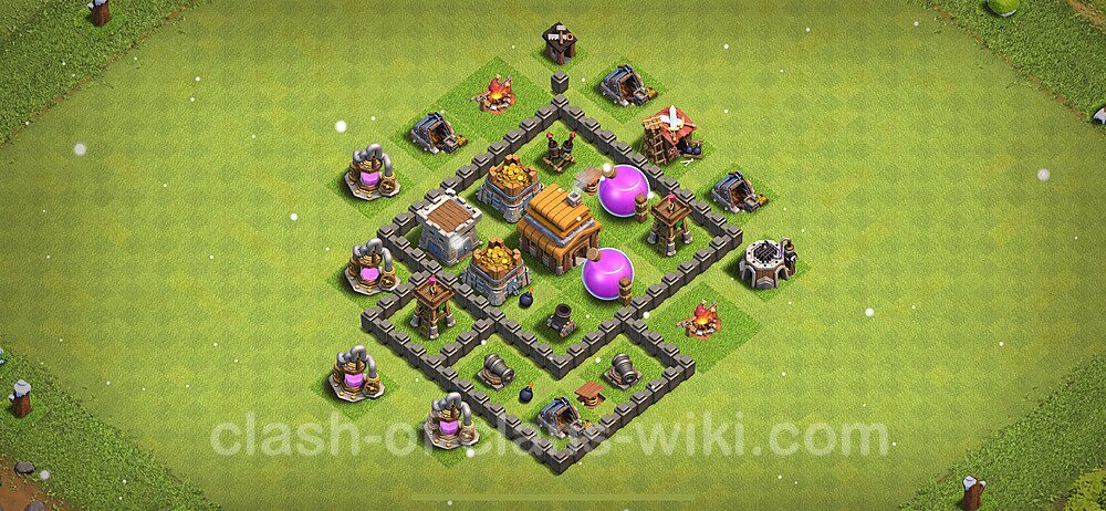 TH4 Anti 3 Stars Base Plan with Link, Anti Air, Copy Town Hall 4 Base Design 2024, #863