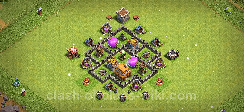 Base plan TH4 Max Levels with Link, Anti Air for Farming 2024, #181