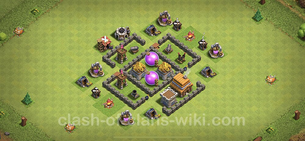Base plan TH4 (design / layout) with Link, Anti Everything for Farming, #55
