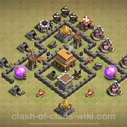 Base plan (layout), Town Hall Level 4 for clan wars (#1)
