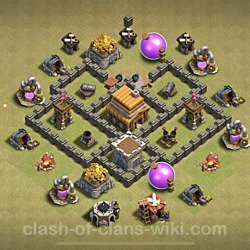 Base plan (layout), Town Hall Level 4 for clan wars (#15)