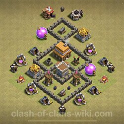 Base plan (layout), Town Hall Level 4 for clan wars (#16)