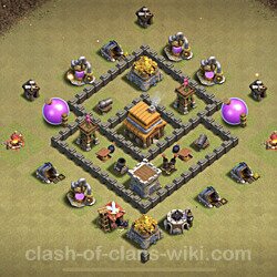 Base plan (layout), Town Hall Level 4 for clan wars (#17)