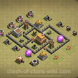 Base plan (layout), Town Hall Level 4 for clan wars (#18)
