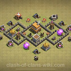 Base plan (layout), Town Hall Level 4 for clan wars (#19)