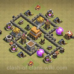 Base plan (layout), Town Hall Level 4 for clan wars (#22)