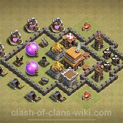 Base plan (layout), Town Hall Level 4 for clan wars (#23)