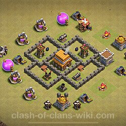 Base plan (layout), Town Hall Level 4 for clan wars (#30)