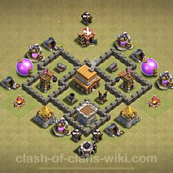 Base plan (layout), Town Hall Level 4 for clan wars (#6)