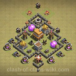 Base plan (layout), Town Hall Level 4 for clan wars (#7)