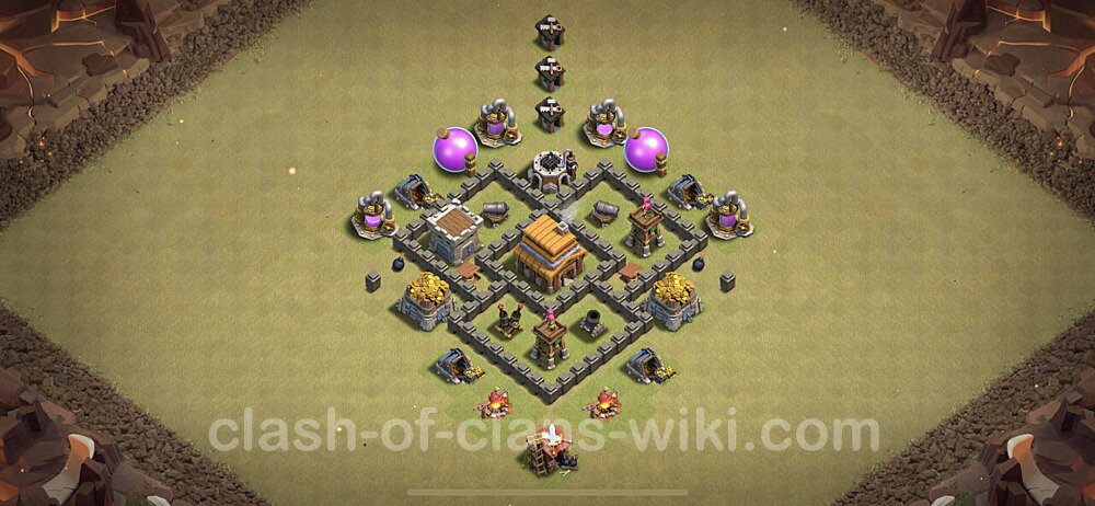 TH4 Max Levels War Base Plan with Link, Anti Everything, Copy Town Hall 4 CWL Design, #2