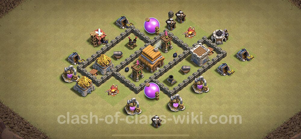 TH4 Max Levels War Base Plan with Link, Anti Everything, Copy Town Hall 4 CWL Design, #5