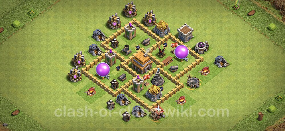 Full Upgrade TH5 Base Plan with Link, Anti Everything, Copy Town Hall 5 Max Levels Design, #266