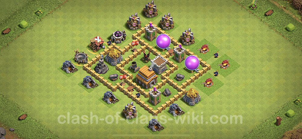 TH5 Anti 3 Stars Base Plan with Link, Anti Air, Copy Town Hall 5 Base Design, #267