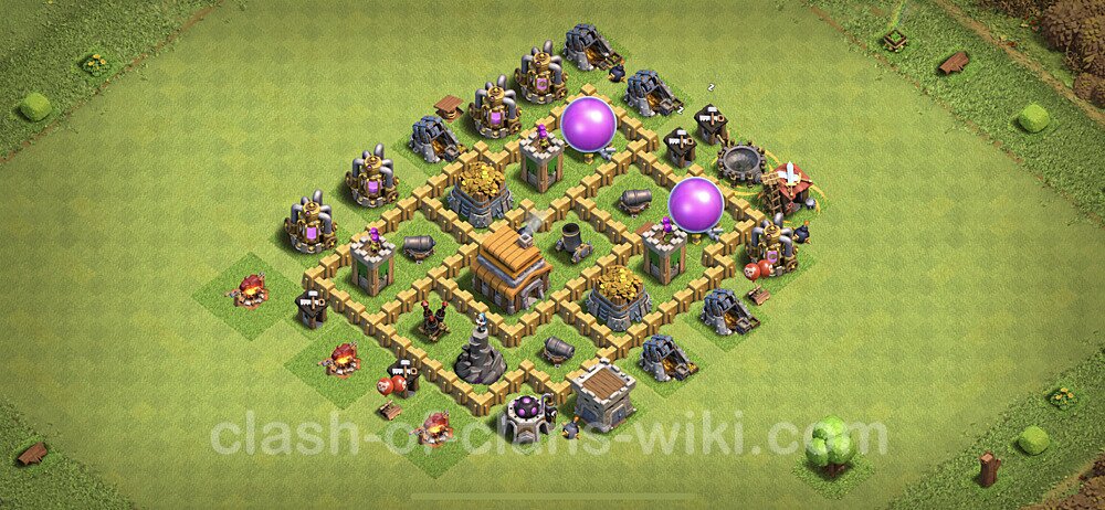 Anti Everything TH5 Base Plan with Link, Hybrid, Copy Town Hall 5 Design, #86